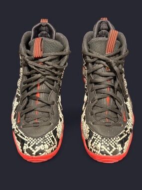 Nike Black, Red & Cream Patterned High-Top Sneakers